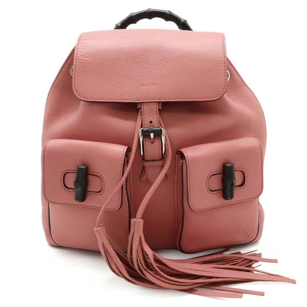 GUCCI Pink Leather Bamboo Shoulder Bag - Picture 2 of 10
